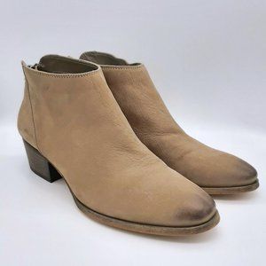 Caslon (Nordstrom) Tan Nubuck Burnished Leather Heeled Ankle Boots 7.5